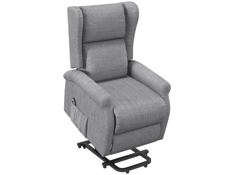 Fauteuil releveur électrique gris, grande taille jusqu'à 200 kg, inclinable à 135°, avec repose-pieds pour salon - Conforama B