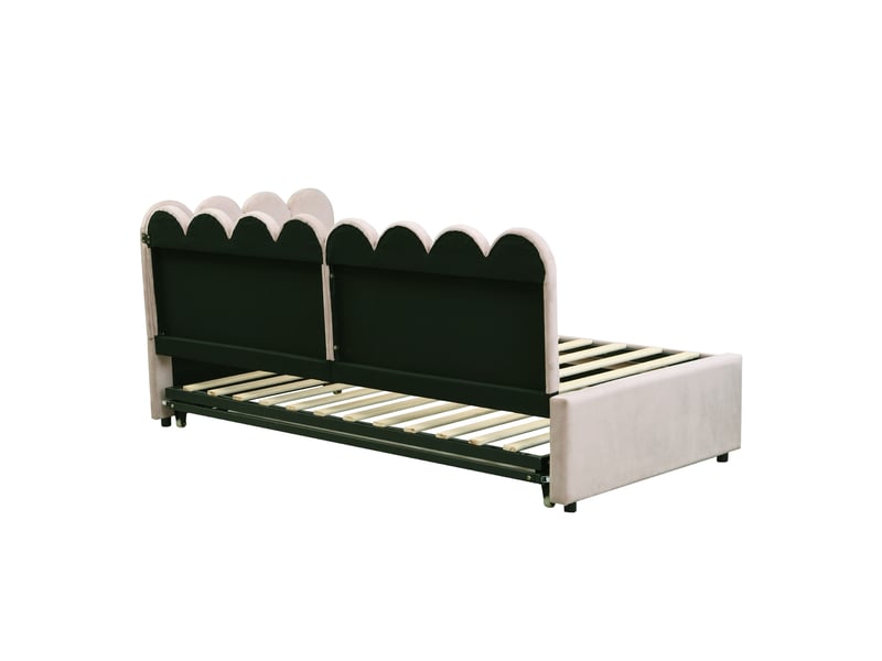  Canapé-lit d’angle 2-en-1, velours beige, convertible, couchage extensible, gain de place, 90x180x200 cm  - Conforama E