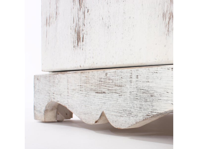  Commode, table d'appoint, chevet, table haute, 35x29x63cm, shabby, vintage - blanc  - Conforama E