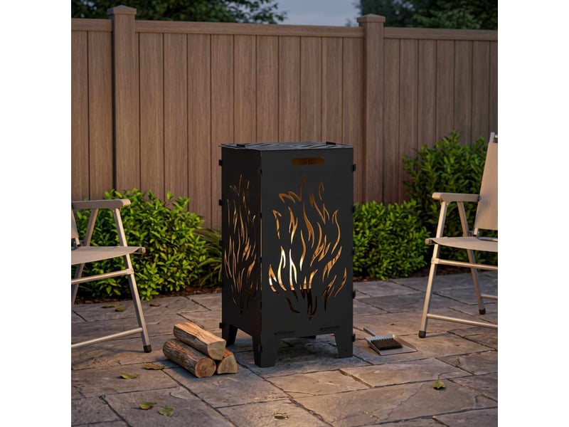  Brasero exterieur, foyer de cheminée noir 47x38x75 cm acier  - Conforama C