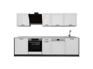 Vicco cuisine, blanc campagneanthracite, 280cm plan de travail marbre