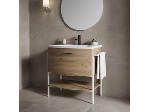 Meuble de salle de bain avec lavabo et tiroir en acier ellos-c