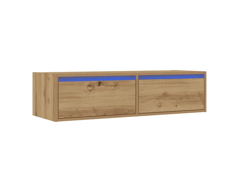  Meuble tv design contemporain avec lumières led 100 x 35 x 25 cm gain de place en bois d'ingénierie chêne artisanal 02_0051334  - Conforama A