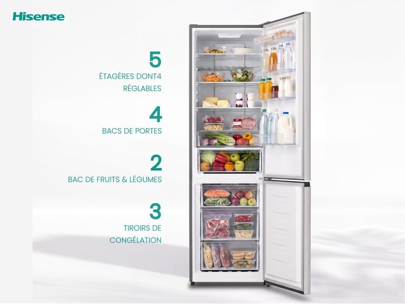 Réfrigérateur combiné (congélateur en bas) HISENSE RB440N4ACD - Conforama D
