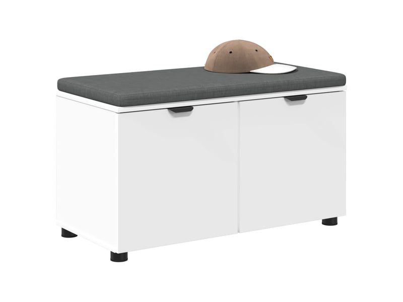  Banc d'entrée blanc 80x38x46 cm bois ingénierie et tissu shl13759  - Conforama C