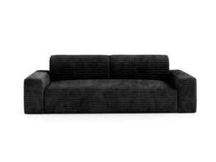 Canapé droit convertible 4 places Velours côtelé noir avec coffre de rangement