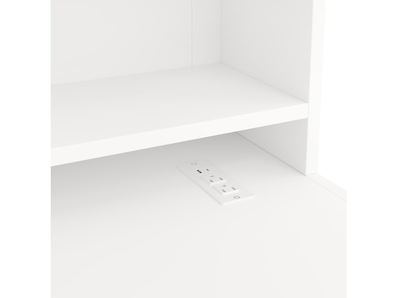  Lit mezzanine 90x200 cm bureau, rangement, led, usb, armoire, tiroir, bois et mdf, sans matelas, blanc  - Conforama E