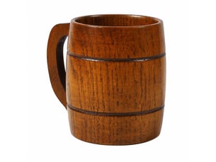 Chope en bois avec anse, style vintage, 350 ml