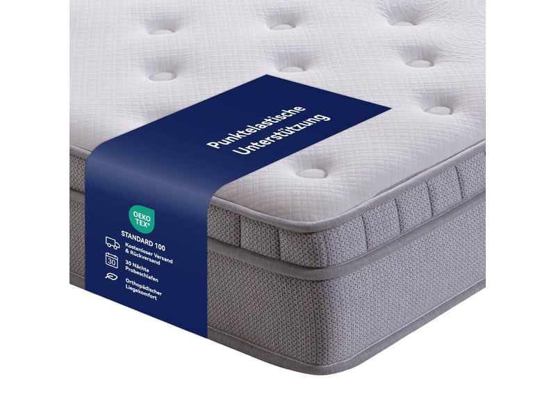  Matelas à ressorts ensachés tcqpz 180 x 200 cm h3 7 zones 25 cm mousse confort blanc ancien  - Conforama E