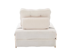Fauteuil convertible, en velours côtelé, coloris beige, design moderne, assise confortable, pour salon et chambre