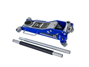 Cric hydraulique roulant 3 tonnes 67 x 32 x 15,2 cm bleu et argent, double pompe pour véhicules
