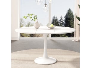 Table à manger extensible 100140 x 100 x 75 cm, table ovale en mdf avec pied métal, blanc