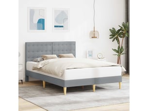 Lit adulte, lit double, cadre de lit avec tête de lit gris clair 160x200cm tissu cf2727