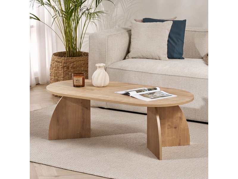  Table de salon moderne en bois 120x60 melina - chêne  - Conforama B
