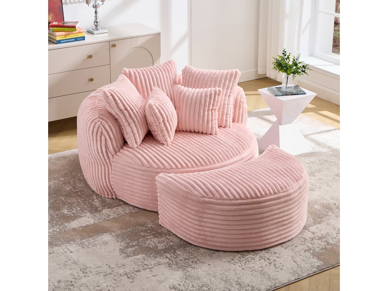  Fauteuil relax 168x123x63 cm avec repose-pieds coloris rose  - Conforama B