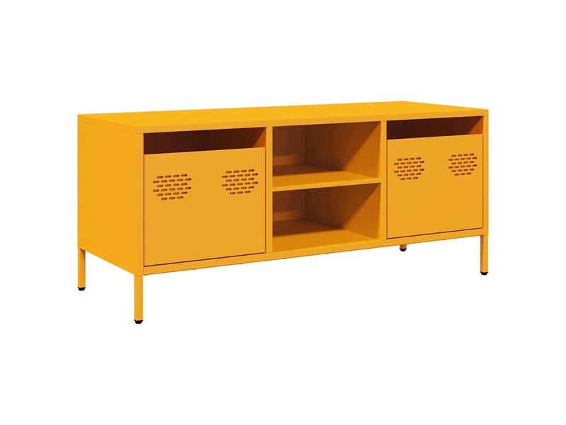  Meuble tv - banc tv - meuble de rangement jaune moutarde 101,5x39x43,5 cm acier laminé à froid  - Conforama A