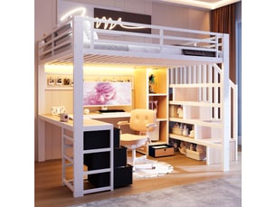 Lit mezzanine 140x200 cm <strong>HAUSS SPOLE</strong> <strong></strong> coloris blanc