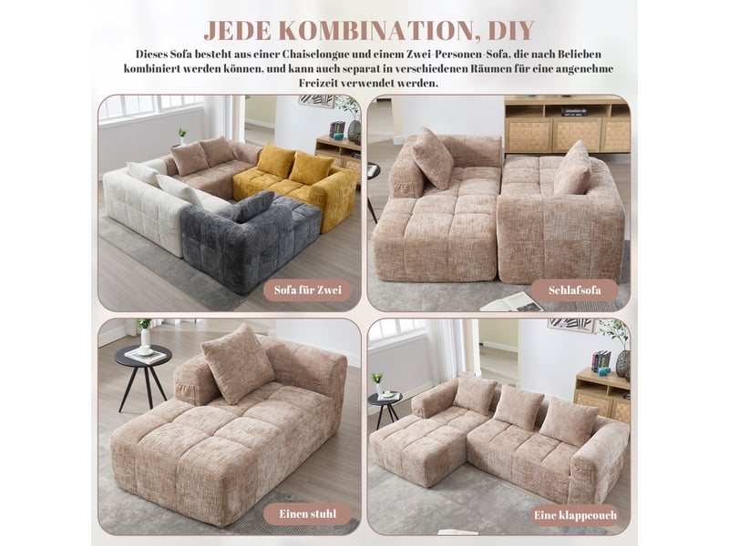  Canapé d'angle - avec rangement - avec télécommande - 3 places - chenille - pour salon et séjour kaki - Conforama R