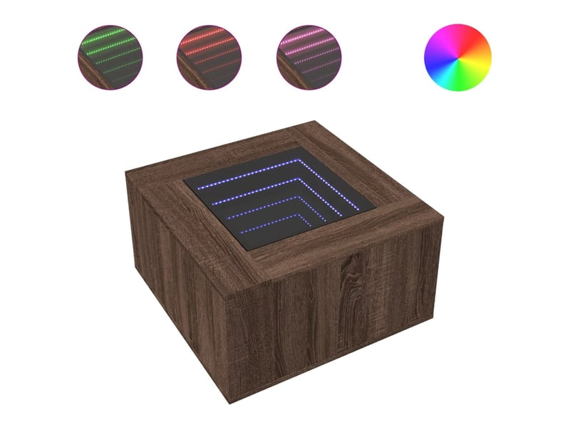  Table basse - table de salon - table à thé avec led chêne marron 60x60x40 cm bois d'ingénierie  - Conforama A