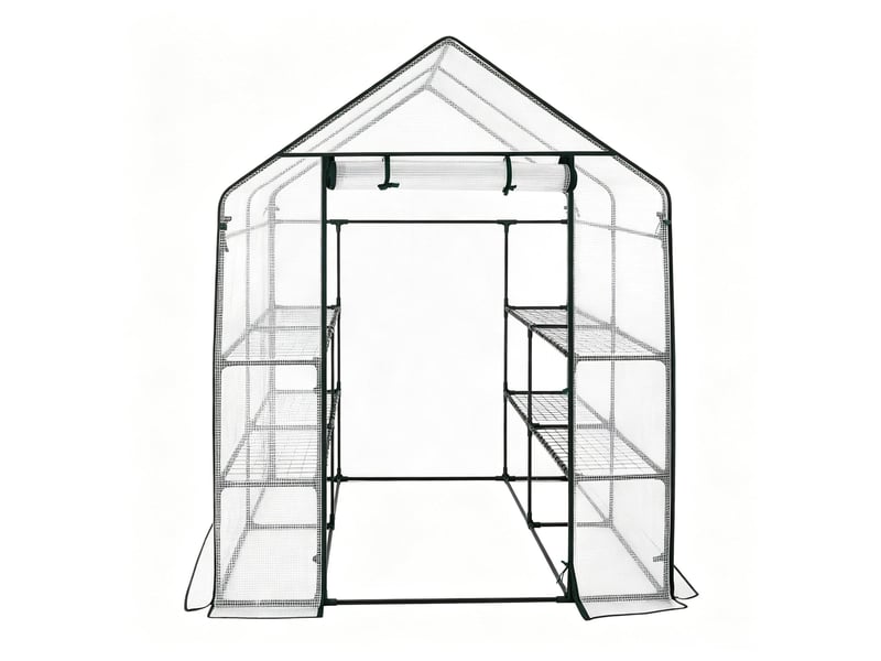 Serre de jardin 143x143x195 cm avec fermeture éclair métal blanche - Conforama A