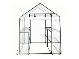 Serre de jardin 143x143x195 cm avec fermeture éclair métal blanche