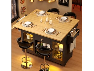 Desserte 120x40x95 cm pliable avec éclairage rgb mdf noir