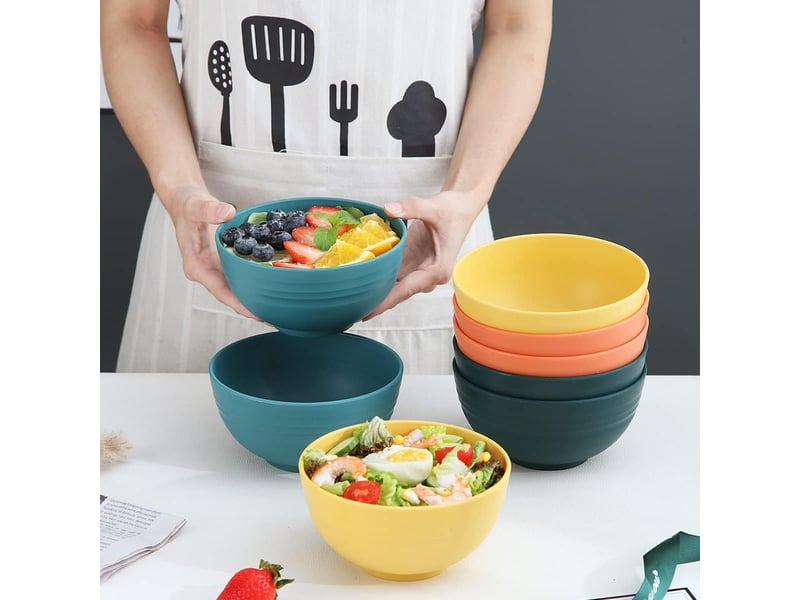 Lot de 8 bols de céréales en plastique – pour soupe, riz, salade et fruits, 14.9x7.6cm - Conforama E