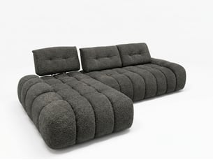 Canapé d'angle gauche fixe <strong>BOBOCHIC</strong> <strong>APOLLON</strong> 3 places Tissu Gris foncé
