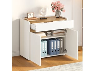 Meuble de rangement 80x40x70 cm avec tiroir et 2 portes, blanc