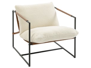 Fauteuil d'appoint en tissu bouclette et acier crème 77x91x80 cm