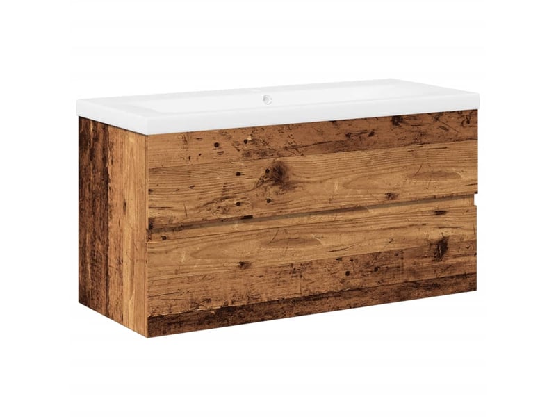  Armoire lavabo avec bassin intégré vieux bois shl548  - Conforama A