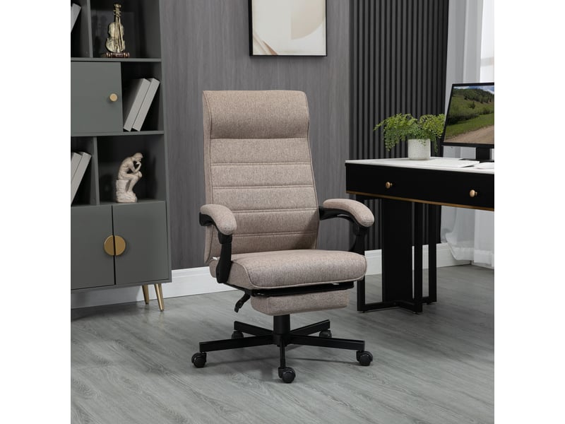  Chaise de bureau réglable en hauteur avec repose-pieds et assise rembourrée, 68 x 67 x 109-119 cm, marron  - Conforama B