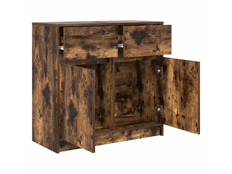  Buffet - bahut - meuble de rangement avec tiroir chêne fumé 80x34x76 cm bois d'ingénierie  - Conforama E