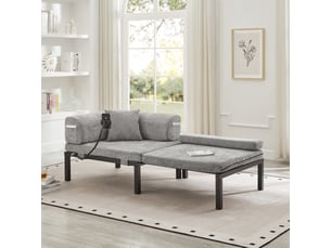 Fauteuil convertible, en velours, coloris gris clair, l176 x p81 x h64 cm, structure robuste, assise confortable
