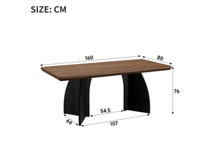 Table à manger 160×80 cm — 4–6 pers, plateau en noyer massif 4 cm, résistant à l'eau et rayures, salon & salle à manger