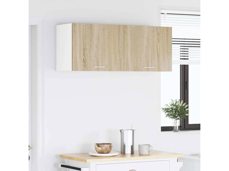  Armoire suspendue 2 pcs chêne sonoma et blanc bois d'ingénierie shl1100  - Conforama D
