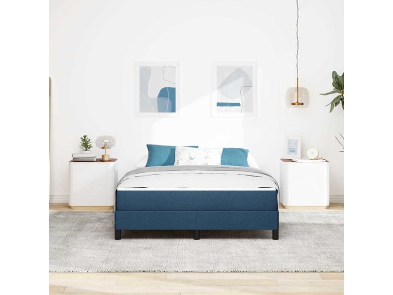  Lit adulte, lit double, lit à ressorts bleu 140x190cm tissu cf17294  - Conforama C
