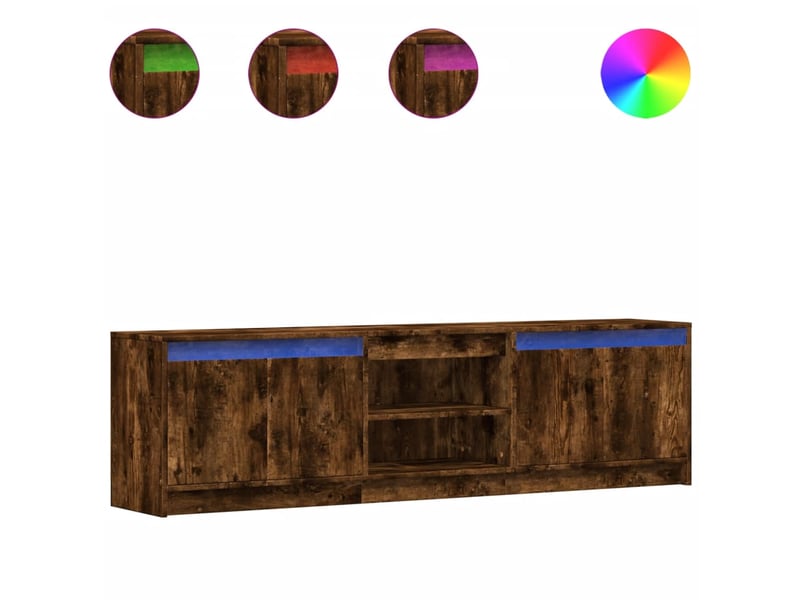  Meuble tv - banc tv - meuble de rangement avec led chêne fumé 180x34x50 cm bois d'ingénierie  - Conforama A