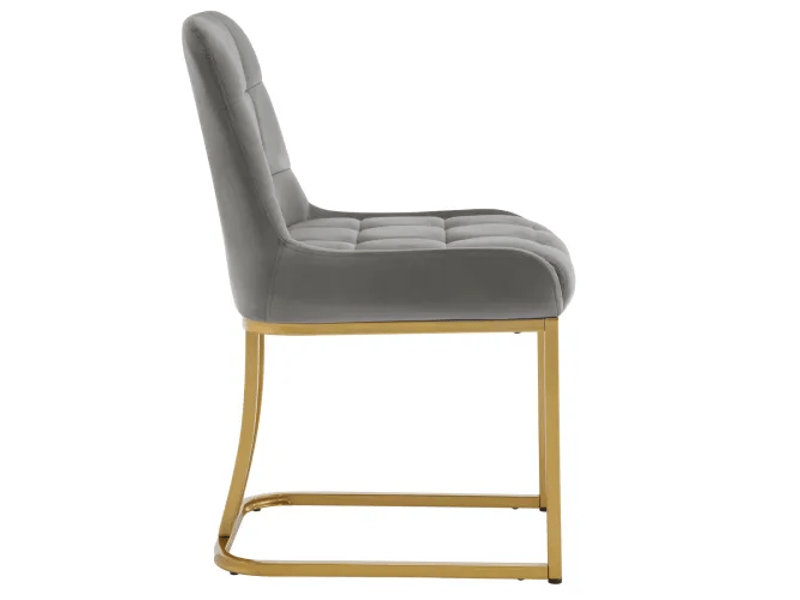  Lot de 2 chaises de salle à manger,avec structure dorée,velours,gris foncé  - Conforama D