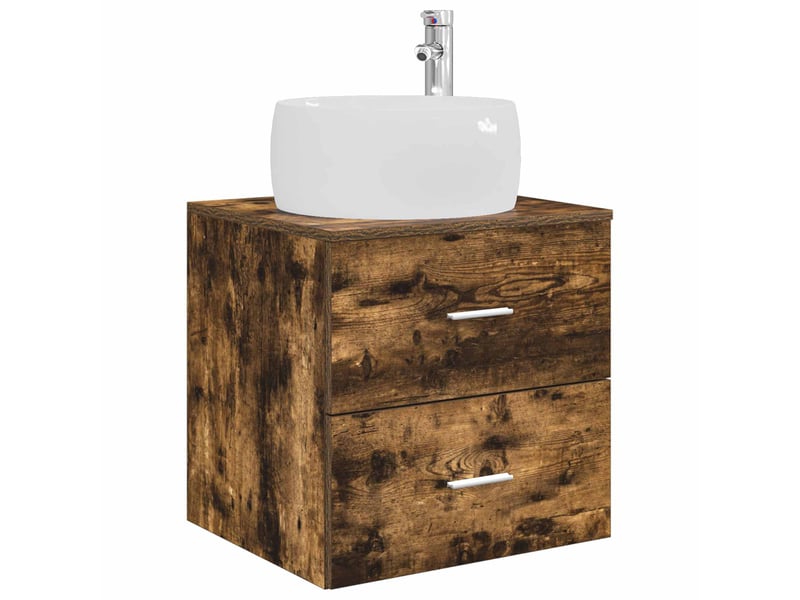  Vanité de lavabo mural, meuble de rangement chêne fumé 49.5x44.5x66 cm shl893  - Conforama A