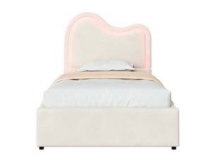 Lit coffre 90x200 cm <strong>STILVORA</strong>  <strong></strong> coloris beige