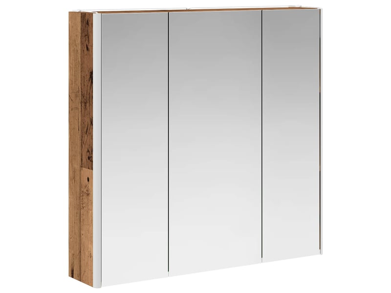  Armoire miroir salle de bain, meuble de rangement bois ancien 73.5x15.5x70 cm  - Conforama E