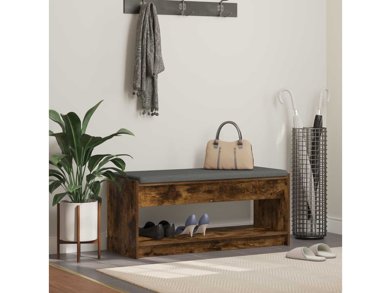  Banc d'entrée, banc interieur chêne fumé 103x38x45 cm  - Conforama B