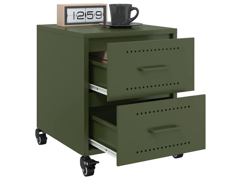  Lot de 2 tables de chevet - cabinet de chevet - table de nuit vert olive 36x39x43,5 cm acier  - Conforama C