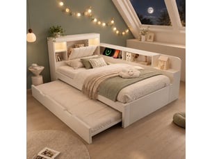 Lit gigogne 90x190 cm <strong></strong>  <strong></strong> coloris blanc
