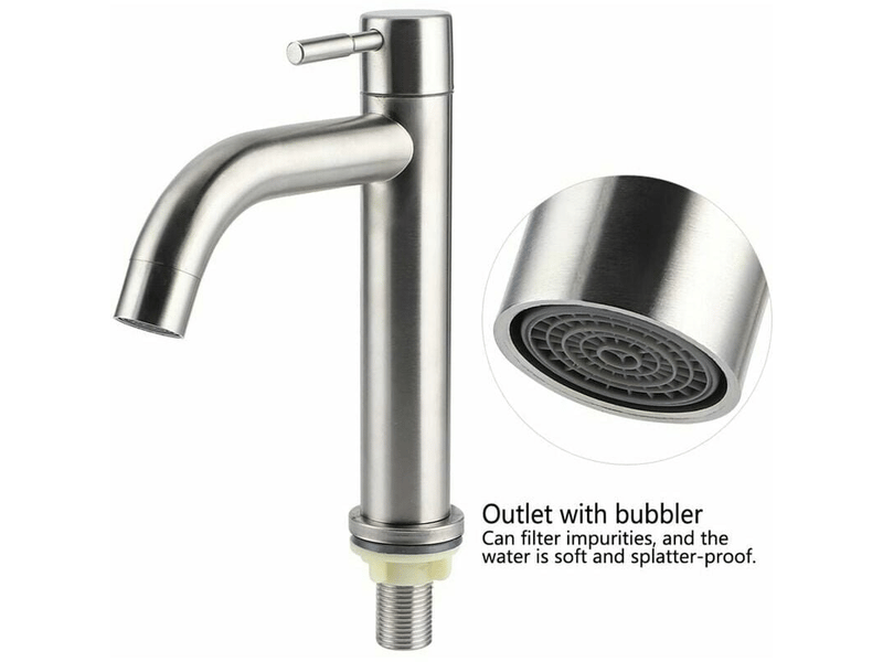  Robinet de lavabo simple en acier inoxydable brossé pour grand lavabo g12  - Conforama B