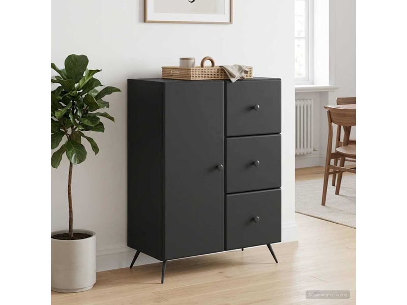  Buffet - bahut - meuble de rangement noir 66 x 34,5 x 90 cm bois d'ingénierie  - Conforama D