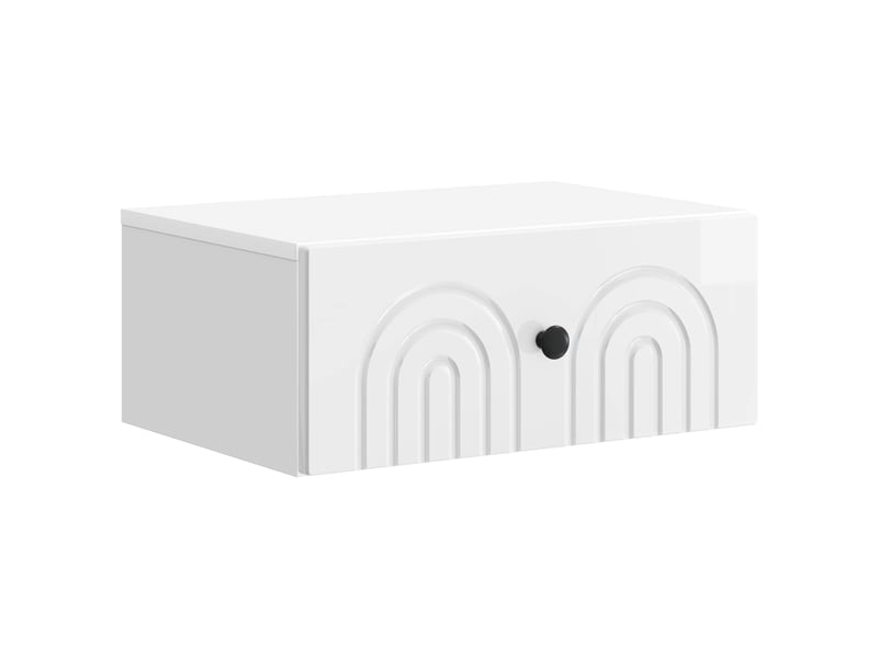 Table de chevet mural 2 pièces blanc brillant 49 x 34,5 x 20 cm  - Conforama C
