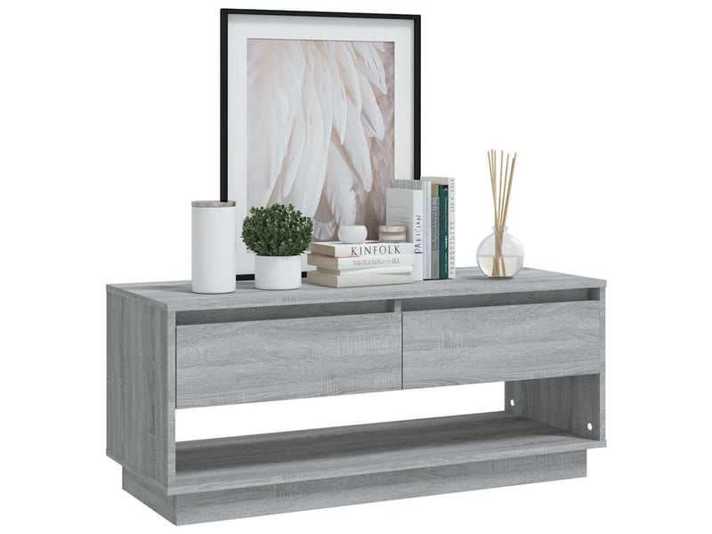  Meuble tv - banc tv - meuble de rangement sonoma gris 102x41x44 cm bois d'ingénierie  - Conforama D