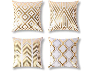 Lot de 4 housse de coussin - lot de 4 pièces housse de coussin d'or d'impression maison taie d'oreiller de conception chaude d'emboutage pour maison canapé voiture 45 x 45 cm, jaune